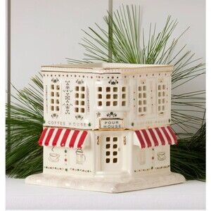 NO LIGHT Lenox Mistletoe Park Porcelain Coffee Shop Ornament Figurine DAMAGED